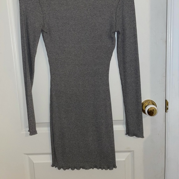 Grey Ribbed Body Con Dress - Picture 2 of 3
